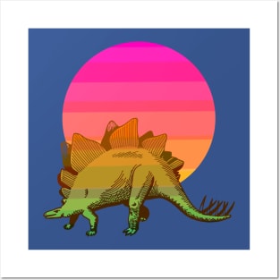 Stegosaurus at sunset Posters and Art